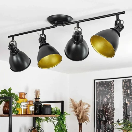 Plafonnier Koppom Noir, 4 Lumieres
