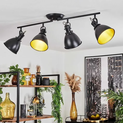 Plafonnier Koppom Noir, 4 Lumieres