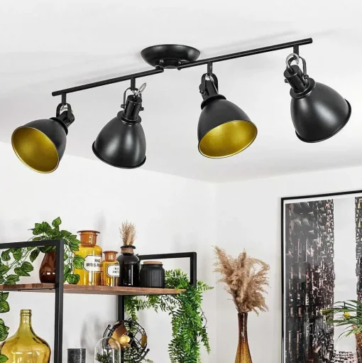 Plafonnier Koppom Noir, 4 Lumieres