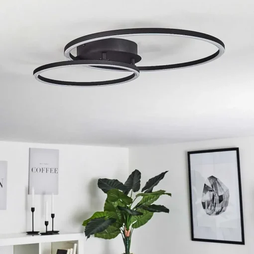 Plafonnier Korca Led Noir, 1 Lumiere