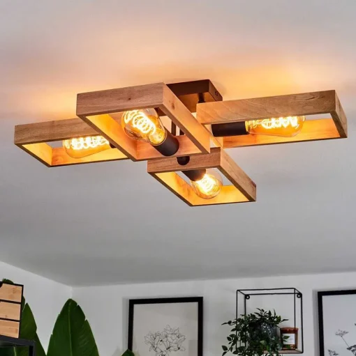 Plafonnier Kouk Ecru, Noir, 4 Lumieres