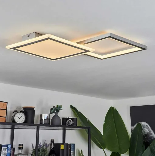 Plafonnier Longos Led Aluminium, 1 Lumiere, Telecommandes