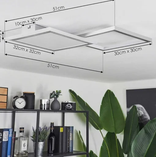 Plafonnier Longos Led Aluminium, 1 Lumiere, Telecommandes