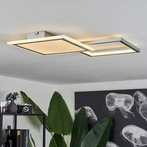 Plafonnier Longos Led Aluminium, 1 Lumiere, Telecommandes
