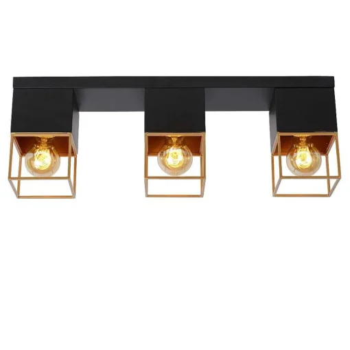Plafonnier Lucide Rixt Noir, 3 Lumieres