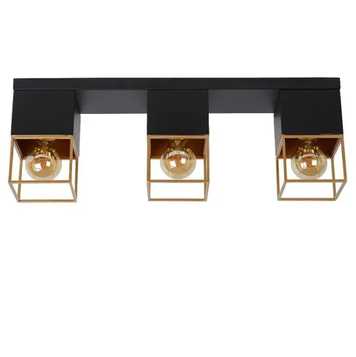 Plafonnier Lucide Rixt Noir, 3 Lumieres