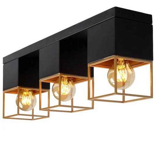 Plafonnier Lucide Rixt Noir, 3 Lumieres