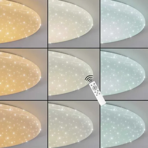 Plafonnier Mixta Led Blanc, 1 Lumiere, Telecommandes, Changeur De Couleurs