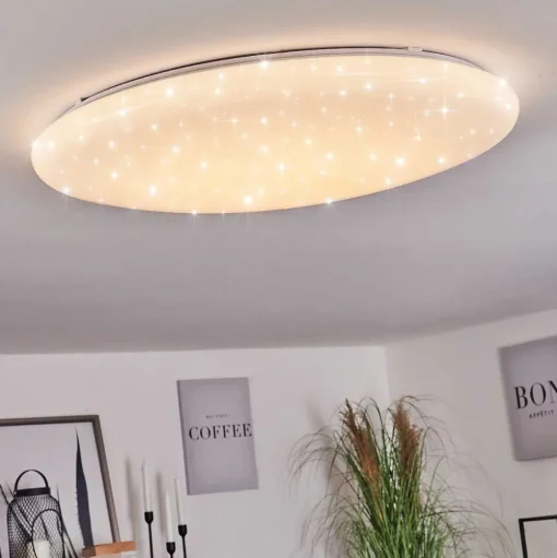 Plafonnier Mixta Led Blanc, 1 Lumiere, Telecommandes, Changeur De Couleurs