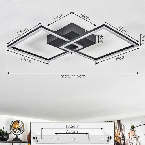 Plafonnier Obo Led Noir, 1 Lumiere
