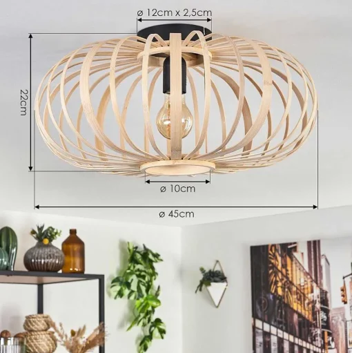 Plafonnier Oravi Bois Clair, 1 Lumiere