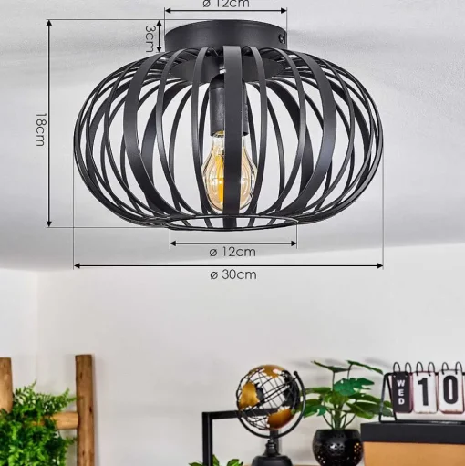 Plafonnier Oravi Noir, 1 Lumiere
