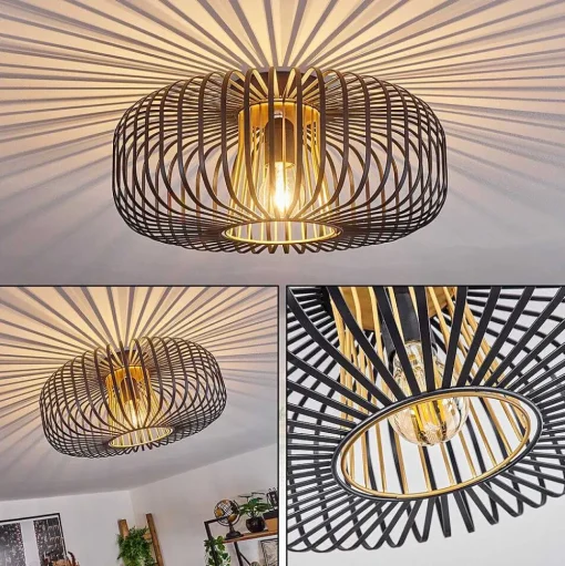 Plafonnier Oravi Noir Dore, 1 Lumiere