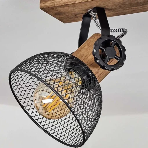 Plafonnier Orny Bois Fonce, Noir, 2 Lumieres