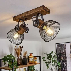Plafonnier Orny Bois Fonce, Noir, 2 Lumieres