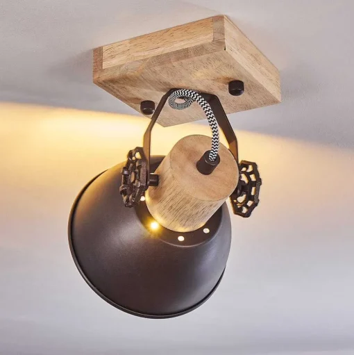Plafonnier Orny Brun, Noir, 1 Lumiere