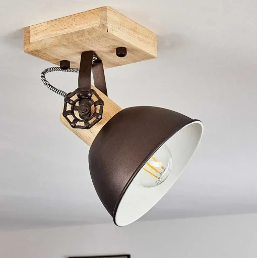 Plafonnier Orny Brun, Noir, 1 Lumiere