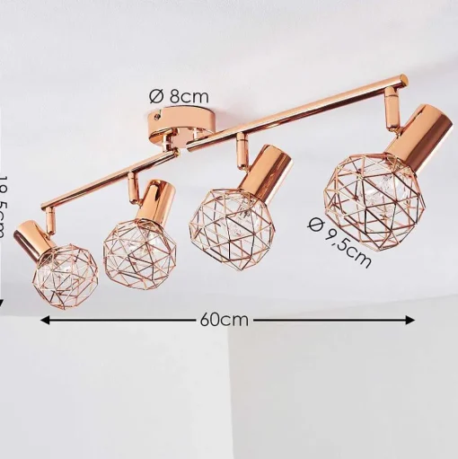 Plafonnier Palmira Cuivre, 4 Lumieres