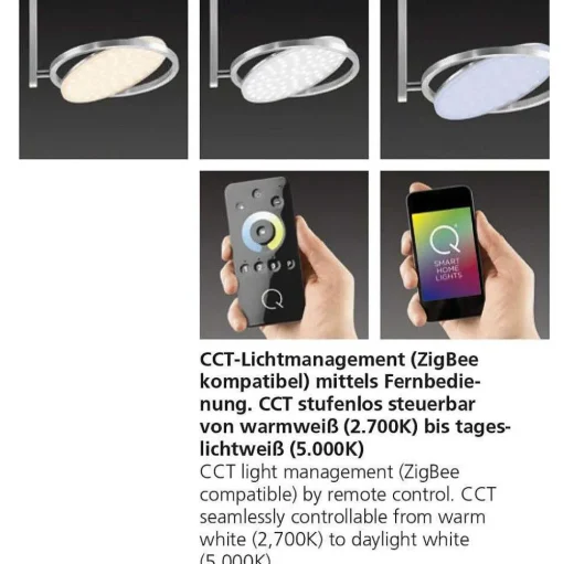 Plafonnier Paul Neuhaus Q-Orbit Led Aluminium, 4 Lumieres, Telecommandes