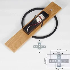 Plafonnier Pompu Led Bois Clair, Noir, 1 Lumiere