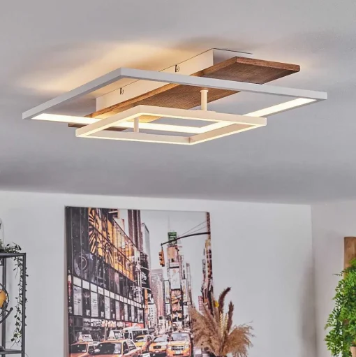 Plafonnier Pompu Led Ecru, Blanc, 1 Lumiere