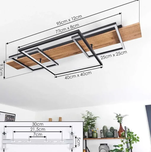 Plafonnier Pompu Led Ecru, Noir, 1 Lumiere