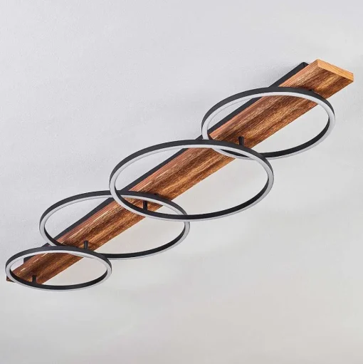 Plafonnier Pompu Led Ecru, Noir, 1 Lumiere