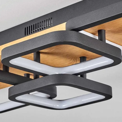 Plafonnier Pompu Led Ecru, Noir, 1 Lumiere