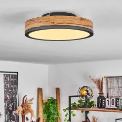 Plafonnier Salmi Led Anthracite, Brun, Couleur Bois, 1 Lumiere