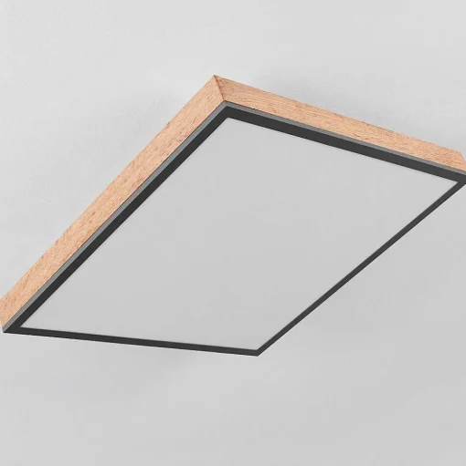 Plafonnier Salmi Led Couleur Bois, Noir, Blanc, 1 Lumiere