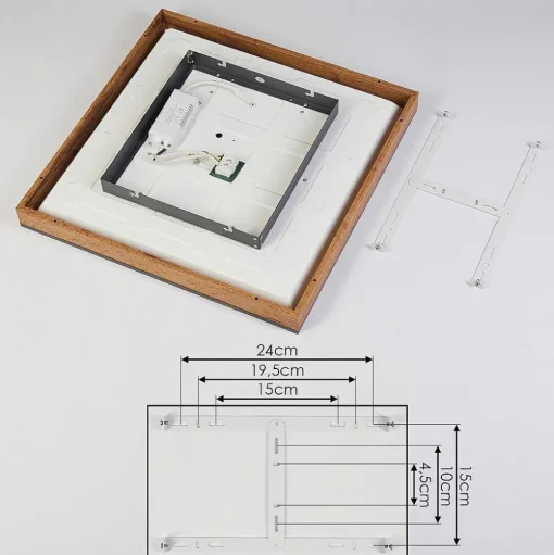 Plafonnier Salmi Led Couleur Bois, Noir, Blanc, 1 Lumiere