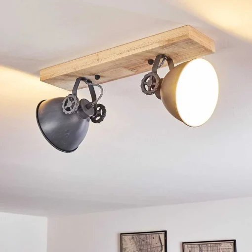 Plafonnier Svanfolk Bleu, Brun, Gris, Blanc, 2 Lumieres