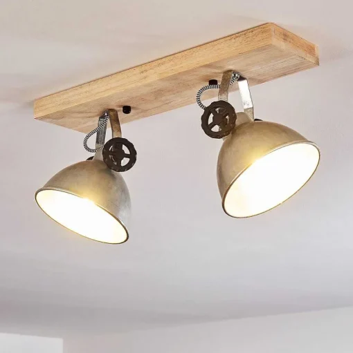 Plafonnier Svanfolk Brun, Noir, Zingue, 2 Lumieres