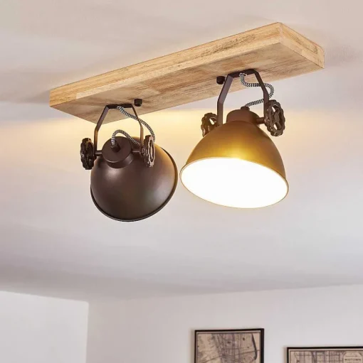 Plafonnier Svanfolk Brun, Noir, Blanc, 2 Lumieres