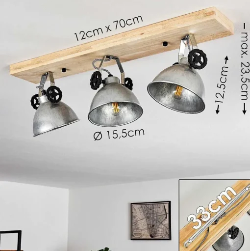 Plafonnier Svanfolk Brun, Noir, Zingue, 3 Lumieres