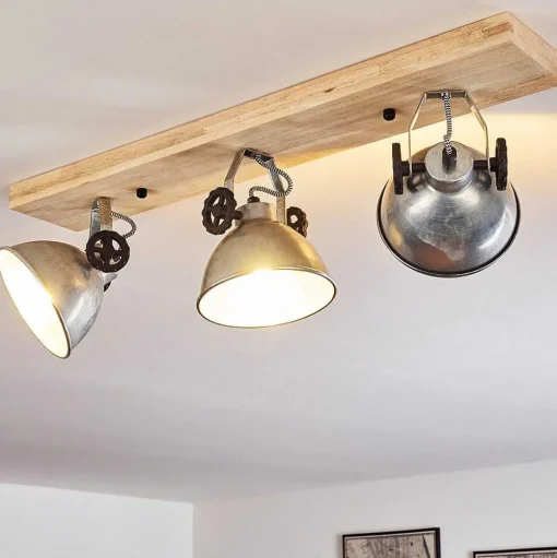 Plafonnier Svanfolk Brun, Noir, Zingue, 3 Lumieres