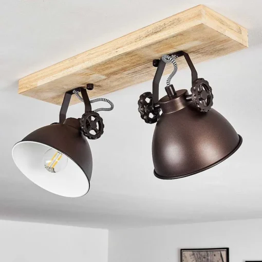 Plafonnier Svanfolk Brun, Noir, Blanc, 2 Lumieres