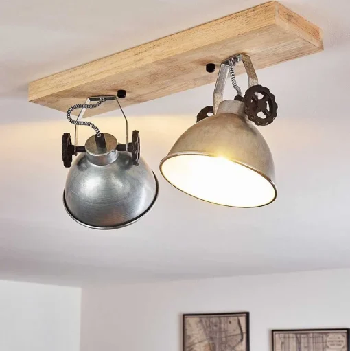 Plafonnier Svanfolk Brun, Noir, Zingue, 2 Lumieres