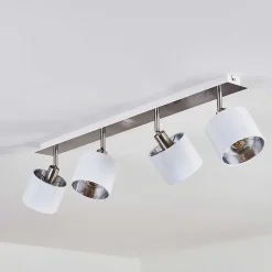 Plafonnier Tibro Argente, Blanc, 4 Lumieres