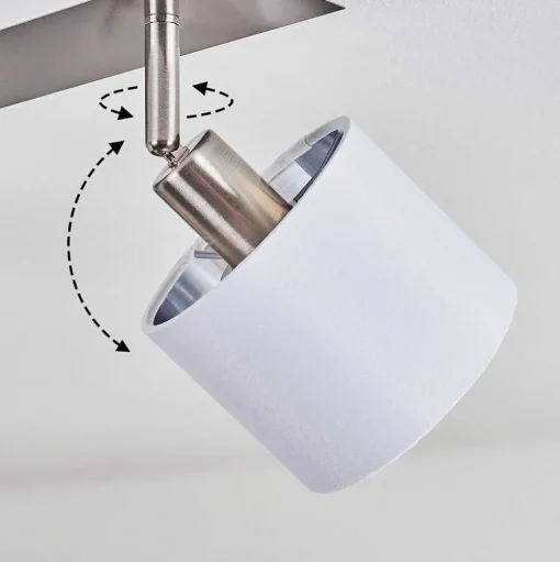 Plafonnier Tibro Argente, Blanc, 4 Lumieres