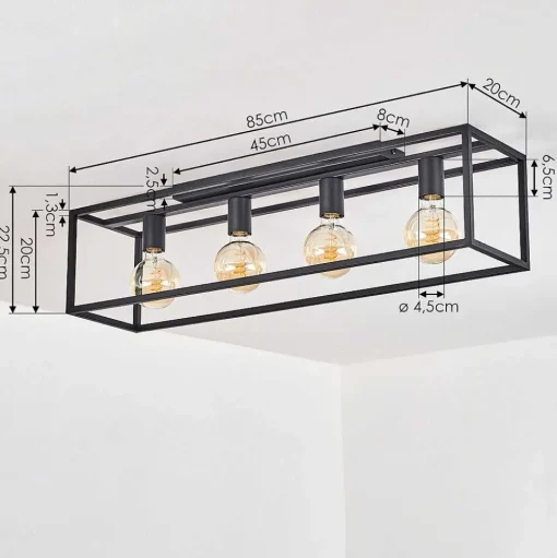 Plafonnier Wick Noir, 4 Lumieres