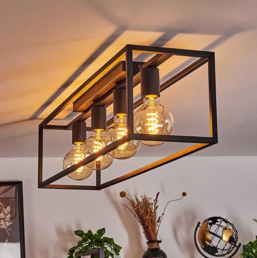 Plafonnier Wick Noir, 4 Lumieres