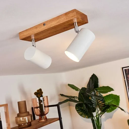 Plafonnier Zuoz Bois Clair, 2 Lumieres