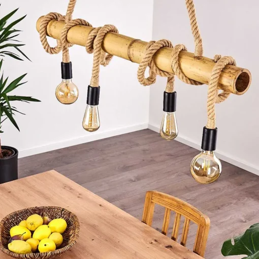 Suspension Asmara Brun, 4 Lumieres