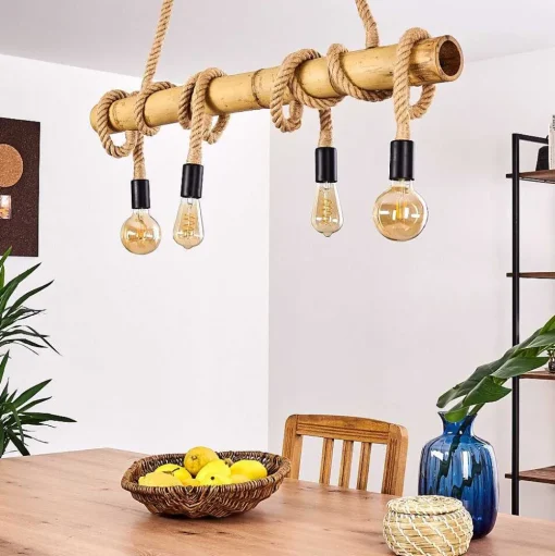 Suspension Asmara Brun, 4 Lumieres