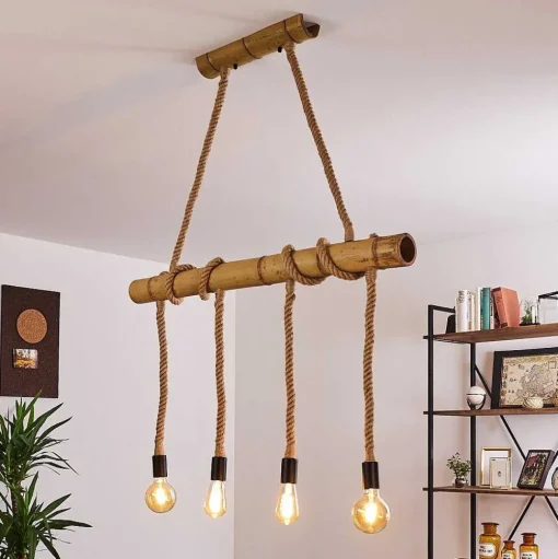 Suspension Asmara Brun, 4 Lumieres