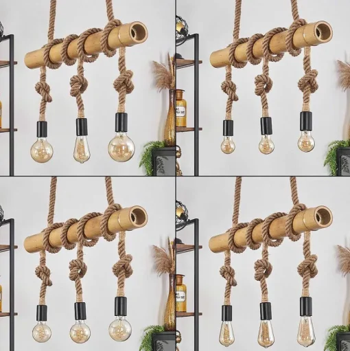 Suspension Asmara Brun, Ecru, 3 Lumieres