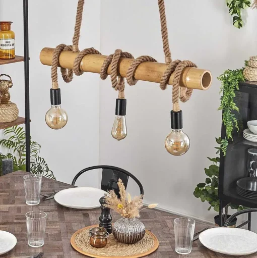 Suspension Asmara Brun, Ecru, 3 Lumieres