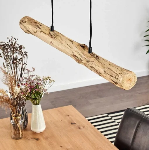 Suspension Winterthur Led Bois Clair, Noir, 1 Lumiere